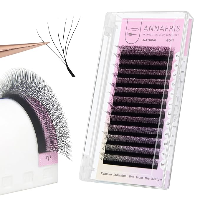 ANNAFRIS 6D Premade Fan W Shape Eyelash Extensions 0.07 C Curl 13mm Volume Self Fanning False Lashes Makeup Supplies Professional Use Lash Extension(0.07 C, 13mm)