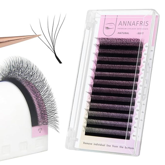ANNAFRIS 6D Premade Fan W Shape Eyelash Extensions 0.07 C Curl 13mm Volume Self Fanning False Lashes Makeup Supplies Professional Use Lash Extension(0.07 C, 13mm)