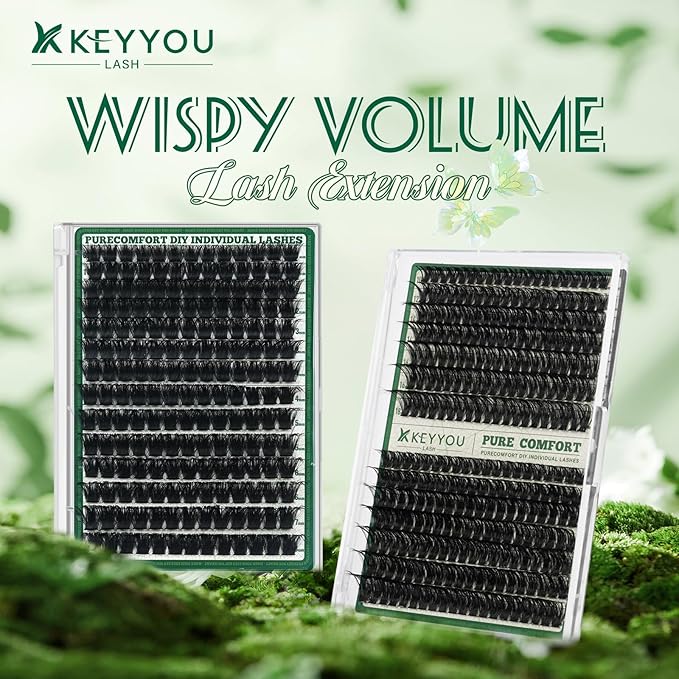 Lash Clusters 280Pcs Eyelash Clusters KEYYOU 60D+80D D Curl 9-16MIX Clusters Lashes Super Soft Wispy DIY Eyelash Extension at Home(60D+80D-D,9-16MIX)
