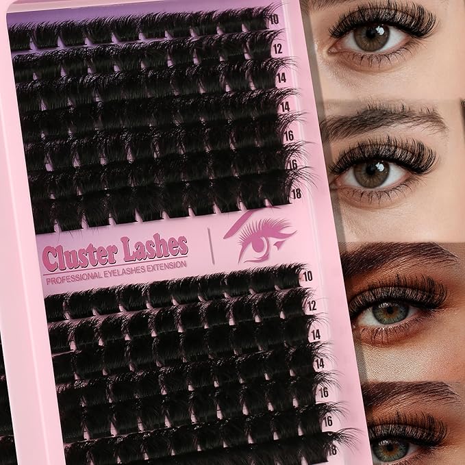D Curl Lash Clusters Extensions 140 Pcs Individual Eye lash Clusters 300D Cluster Eyelash Lashes Wispy Clusters Lashes Makeup at Home - DIY Lash Extension Kit for Self Application
