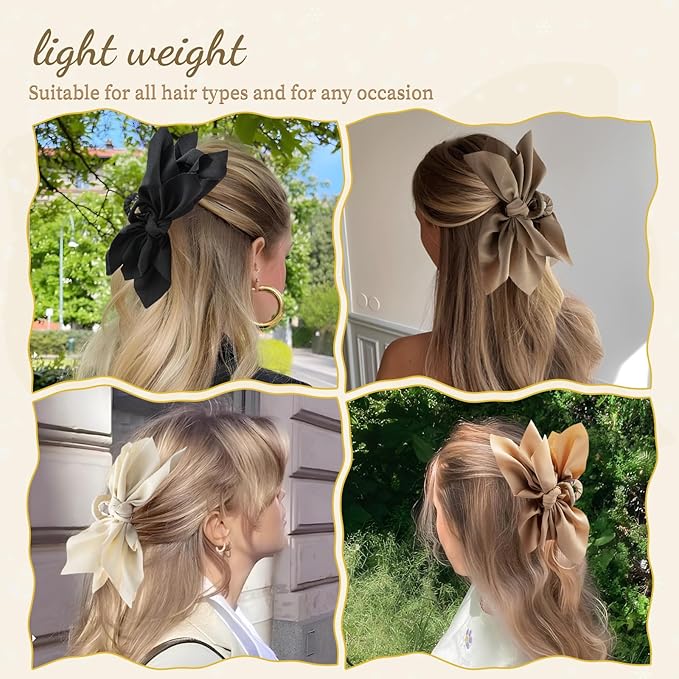 Bow Claw Hair Clips 4PCS Big Hair Bows for Women Butterfly Styling Large Hair Clips for Thin Thick Curly Hair Hair Accessories for Girls Teen Gifts for Valentine's Day