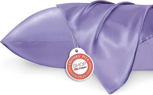 Bedsure King Size Satin Pillowcase Set of 2 - Lilac Silky Pillow Cases for Hair and Skin with Envelope Closure, Similar to Silk Pillow Cases, Gifts for Women Men, 20x36 Inches, 2pcs