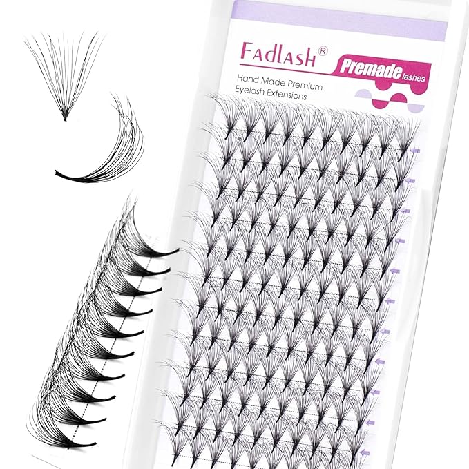 FADLASH Premade Lash Fans Double Layers Fluffy Premade Fans Eyelash Extensions 0.07 Thickness D Curl 10D Volume Lashes Premade Easy Fan Lashes (10D-0.07-D, 13mm)
