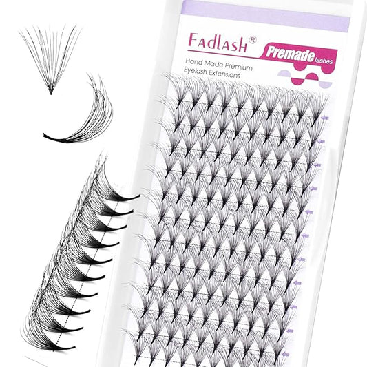 FADLASH Premade Lash Fans Double Layers Fluffy Premade Fans Eyelash Extensions 0.07 Thickness D Curl 10D Volume Lashes Premade Easy Fan Lashes (10D-0.07-D, 13mm)