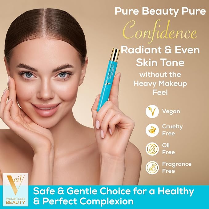 Veil Cosmetics - Complexion Fix Concealer - Liquid Concealer for Under Eye + Dark Circles - Highlight, Contour, Correct - Anti-Aging - Vegan Makeup Pen - Hydrating Lightweight (4N Tan Neutral)