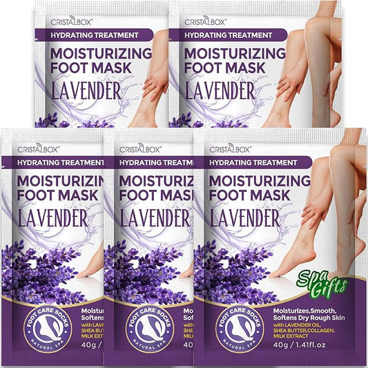 Moisturizing Foot Mask 5 Pack,Hydrating Foot Masks for Dry Cracked Feet,Moisturizing Socks Dry Skin Moisturizer for Soft and Smooth Touch Feet,Foot Care Spa Gifts for Women Men valentines day