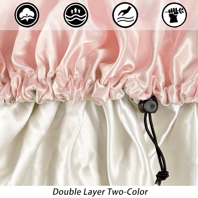 Satin Silk Bonnet for Curly Hair Bonnet Braid Bonnet for Sleeping Bonnets for Women Large Double-Layer Adjustable