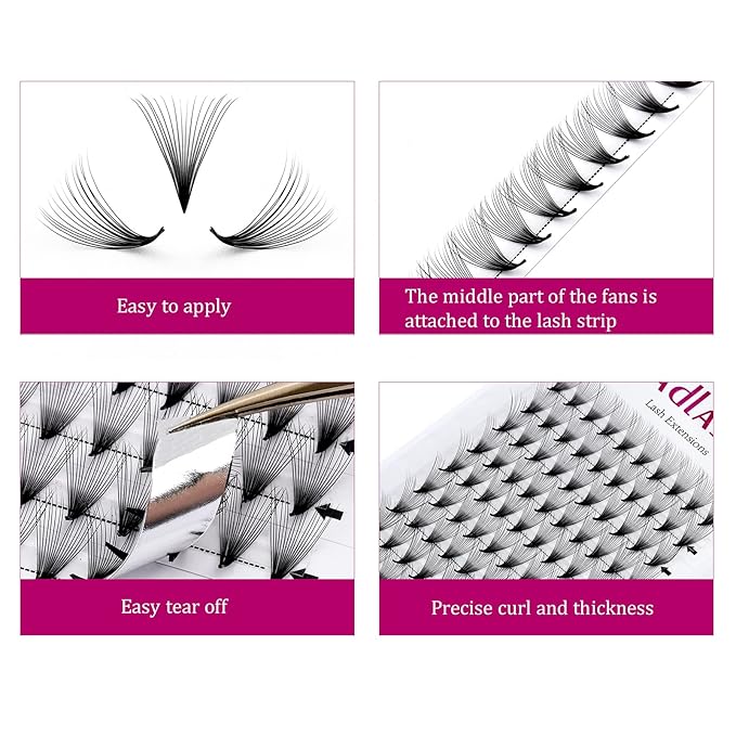 Eyelash Extensions Premade Fans Eyelash Extensions C CC D DD Curl Pointy Tip Pre Fan Eyelashes Premade Lash Extension Fans Volume Lash Extensions Pre Made Volume Lashes (16D-0.07C, 12mm)