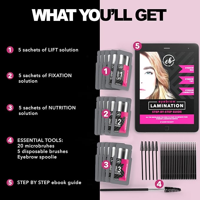 Professional Brow Lamination Kit | Eyebrow Lamination Kit for Professional or DIY Use at Home | Easy to Use | Brows Brushes Added