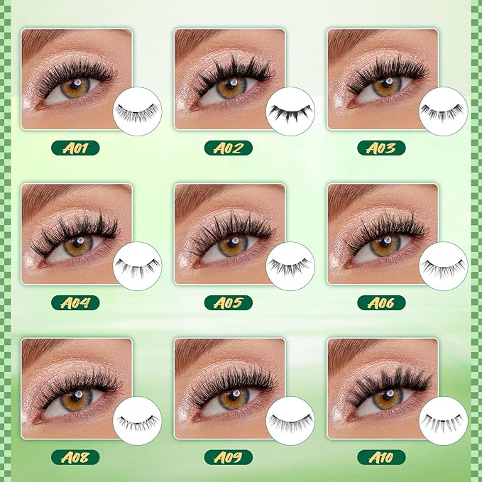 KEYYOU Reusable Magnetic Eyelashes 2 Pair with Applicator No Glue Needed 3D Natural Magnetic Lashes, Easy to Apply & Long Lasting for Daily Use & Events(A01+A05)