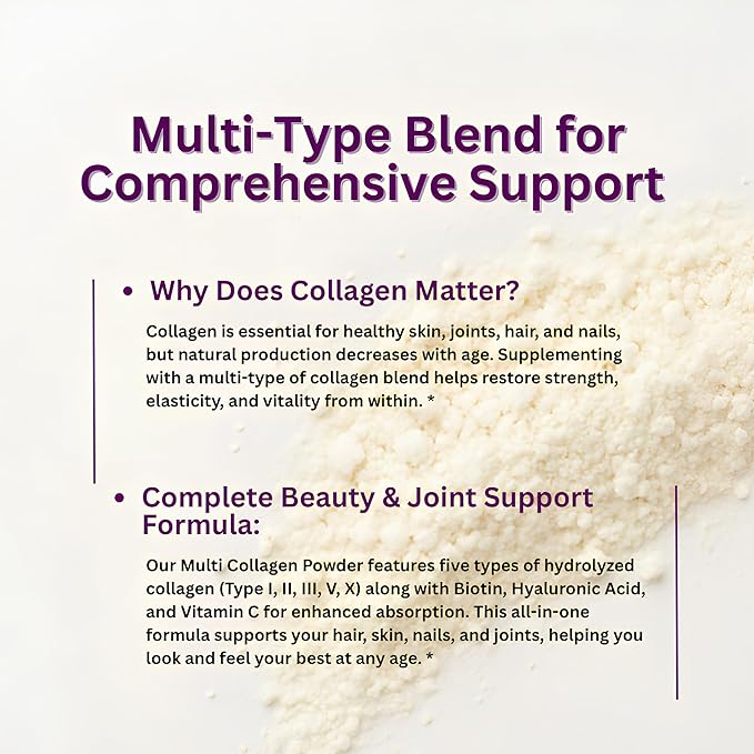 Multi Collagen Peptides Powder, 16 Oz - Hydrolyzed Protein Peptides | Type I,II,III,V,X with Hyaluronic Acid, Biotin 10,000mcg & Vitamin C - Unflavored - Keto & Paleo Friendly, Ez Mix in Drinks