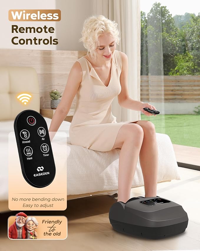 EaseZen Shiatsu Foot Massager Machine with Heat, Deep Kneading, 2025 Upgrade Electric Foot Massager for Plantar Fasciitis, Neuropathy, Fits up to Size 14