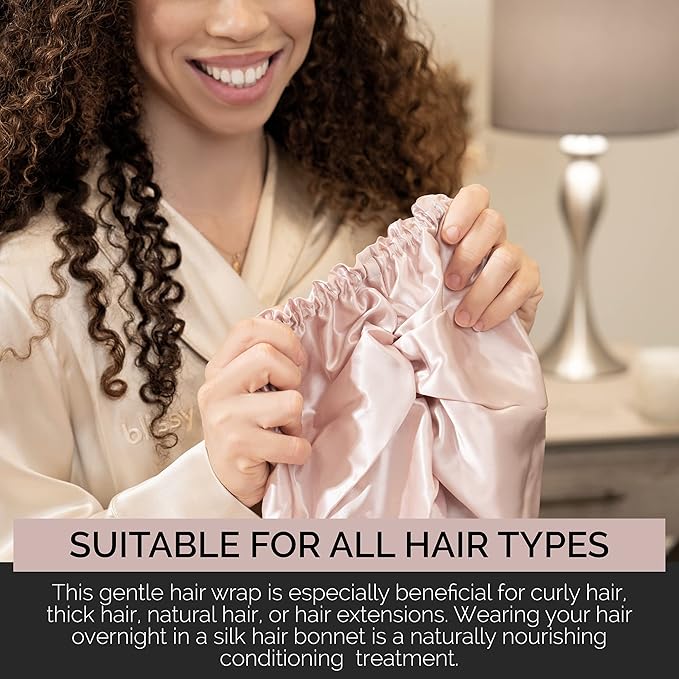 BLISSY Silk Bonnet For Sleeping For Long And Curly Hair - 100% Pure Mulberry Silk 22 Momme 6a High-grade Fibers