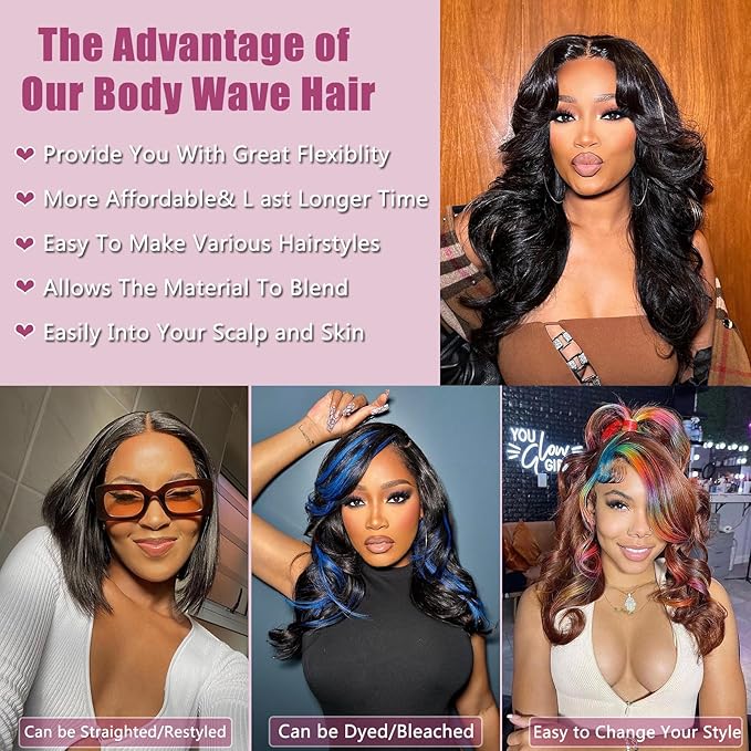 16A Raw Human Hair Bundles 16 16 18 18 Inch Body Wave Bundles Human Hair, 100% Unprocessed Brazilian Virgin Hair, Keep Texture Silky Soft After Multiple Washes, Triple Lifespan (4Bundles/200g)