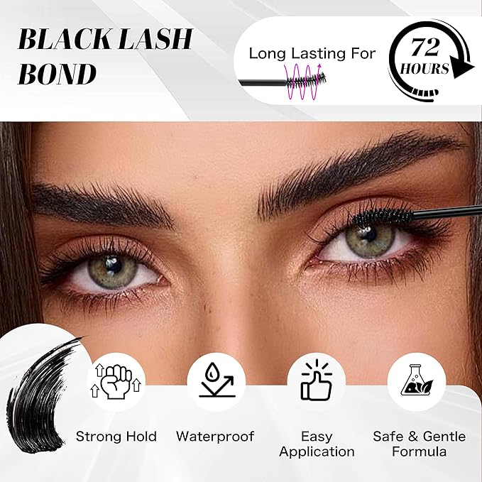 VEYESBEAUTY Lash Bond and Seal Waterproof 2 in 1 Cluster Lash Glue for Eyelash Extensions Long Lasting Strong Hold Individual Eyelash Glue for DIY Lash Extensions Self Use at Home 7ml+7ml