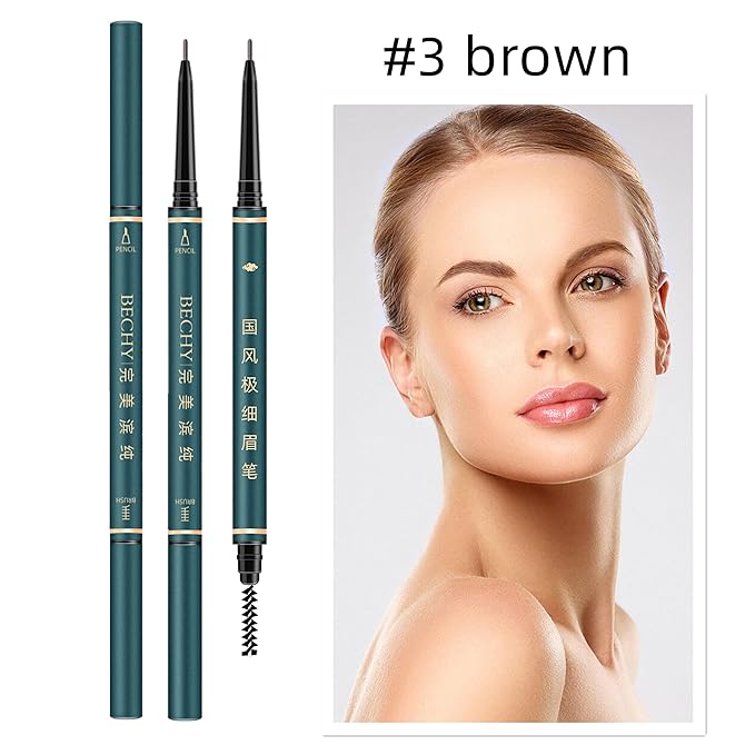 Thin Eyebrow Pencil,3 Pcs Waterproof brown eyebrow pencil with Spoolie Brush, Longwearing for Perfect Brows, Professional, Precision, Defines,Mechanical Pencil,Eye Brow Pencils for Women Brown BECHY