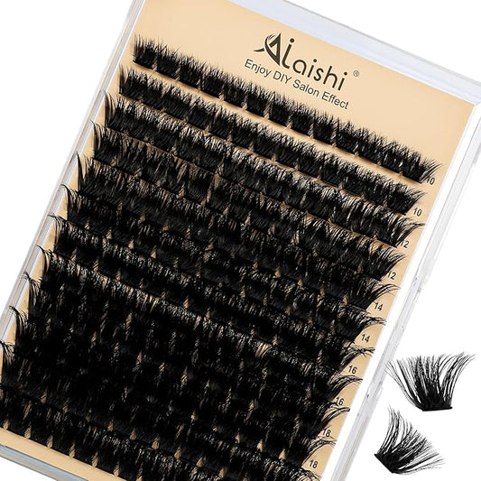 AILAISHI Lash Clusters Kit, DIY Cluster Eyelash Extensions 10‑20mm, 150D, 156pcs Fluffy D Curl Natural Lashes–Fake Cat Eye Individual Clusters