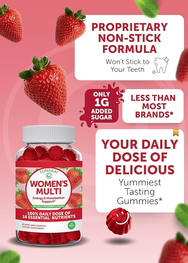 Lunakai Collagen and Women's Multivitamin Gummies Bundle - Non-GMO Anti Aging Supplements with Biotin, Zinc, Vitamin C and E - 100% Daily Value of 16 Essential Vitamins and Minerals - 30 Days Supply
