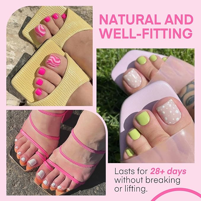 UNA GELLA Square Toe Nail Tips For Big Toe, 504Pcs 15Sizes Soft Gel Full Cover Toe Nail Tip Pre-buff Fake Acrylic Toes Nail Press Ons Soak Off Pedicure For Nail Extensions Home DIY Nails Salon