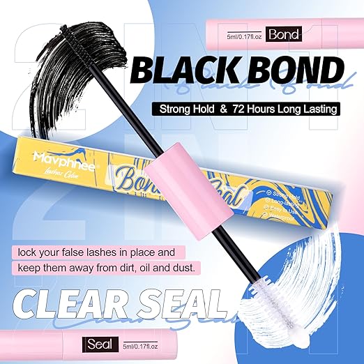 Mavphnee Lash Bond and Seal Kit - Waterproof Cluster Lashes Glue with Strong Hold Eyelash Adhesive and Remover for DIY Eyelash Extensions