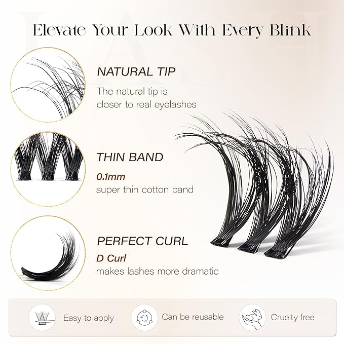 BEFER Lash Clusters Kit, 108 Pcs 3D Curl Eyelash Clusters Volume Individual Lashes Extensions 10-16MM Wispy Eyelash with Tweezers DIY At Home(Brave, ZE11,Kit)