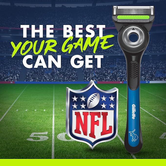 Gillette Labs Special NFL Lions Edition Shaving Razor for Men - 1 Handle, 4 Razor Blade Refills & Magnetic Stand, GilletteLabs with Exfoliating Bar