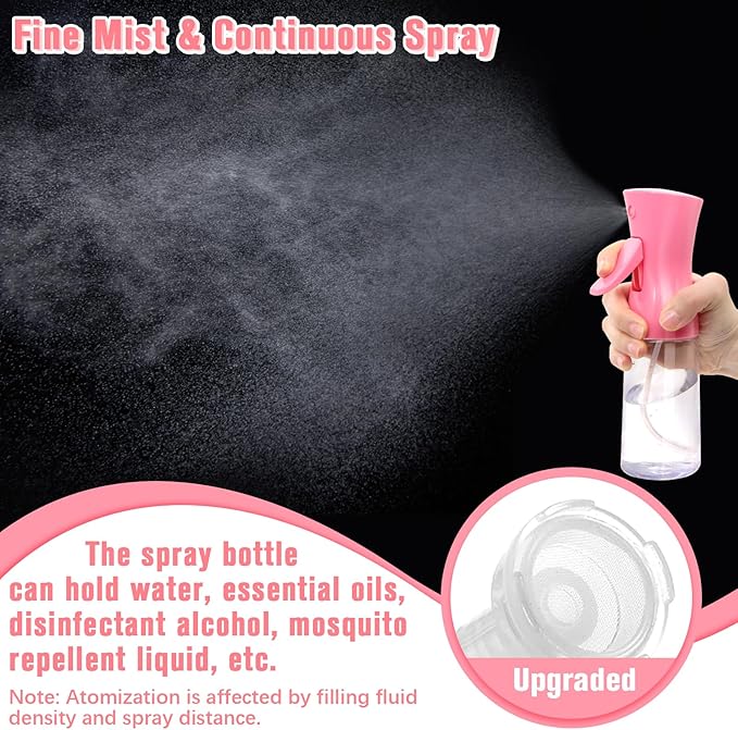 Fun Gift Spray Bottle For Hair,Continuous Water Mister for Hairstyling, Salons, Cleaning, Plants,Essential Oil Scents,Ultra Fine Mist Sprayer,6.8 OZ /200 ML-pink(Christmas Gifts)