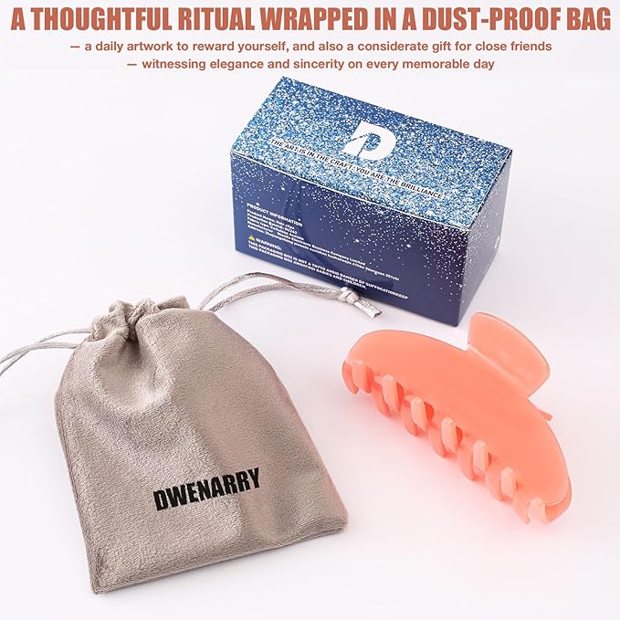 Big Hair Claw Clips for Thick Hair, Nonslip Large Orange Hair Clips Acetate, Celluloid Butterfly Jaw Clips, Strong Hold for Women