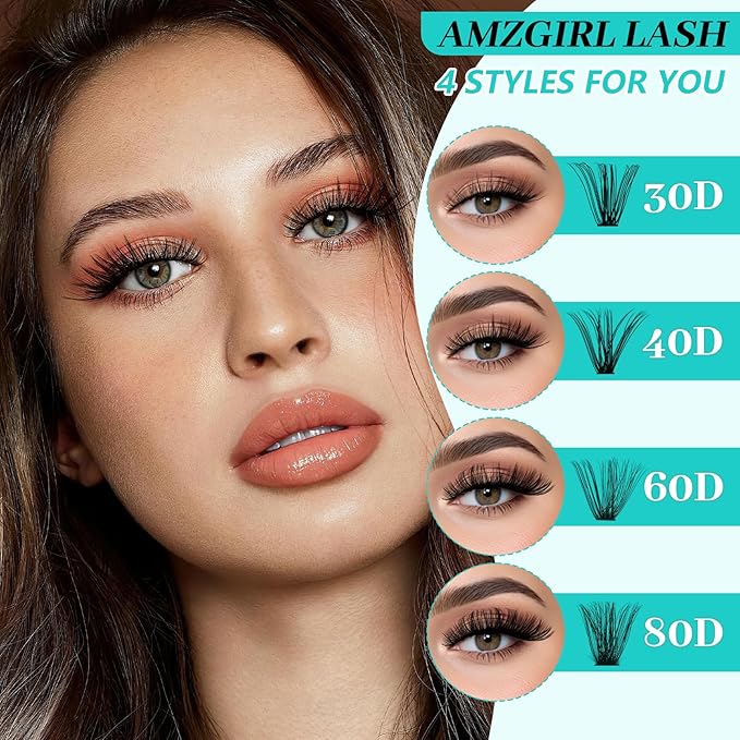 Lash Clusters Kit 640Pcs, 30D+40D+60D+80D Eyelash Extension Kit, Lash Bond and Seal Waterproof, Lash Remover, Lash Applicator Tool and Function Brush for DIY Lash Extension Kit(D-Mix9-16mm Kit)