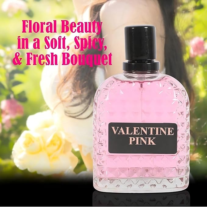A CENTER 4PCS Perfume Set for Women - Floral Fragrance Gift Set with Vanilla,Sweet Fruity, Eau De Parfume| 3.4 Fl Oz Each Women's Cologne(Valentine Milano/Rose/Pink,Valuable,)