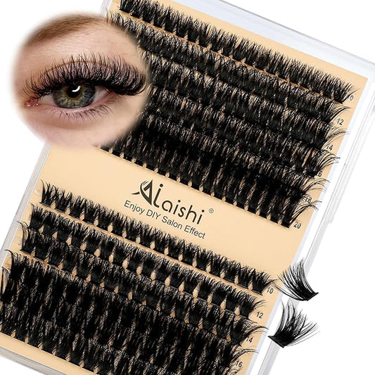 AILAISHI Lash Clusters Kit, DIY Cluster Eyelash Extensions 10‑20mm, 80D+100D, 216pcs Fluffy D Curl Natural Lashes–Fake Cat Eye Individual Clusters