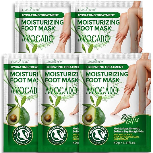 Moisturizing Foot Mask 5 Pack,Hydrating Foot Masks for Dry Cracked Feet,Moisturizing Socks Dry Skin Moisturizer for Soft and Smooth Touch Feet,Foot Care Spa Gifts for Women Men Valentines Gifts