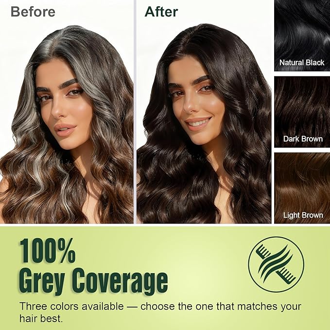 Limer Hair Dye Shampoo Natural Black Color, PPD-Free for Sensitive Scalp, 6 in 1 Herbal Gentle Formula Gray Coverage for Men Women, Ammonia-Free, Semi-Permanent (6.76fl oz/200ml)