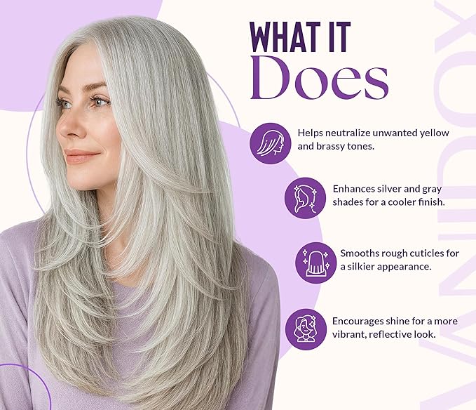 VANIDOX Silver Shine Purple Hair Mask for Gray Hair – Deep Conditioning Toner Treatment to Neutralize Brassiness, Restore Moisture & Brighten Dull Hair – Paraben & Sulfate Free, Made in USA, 8oz