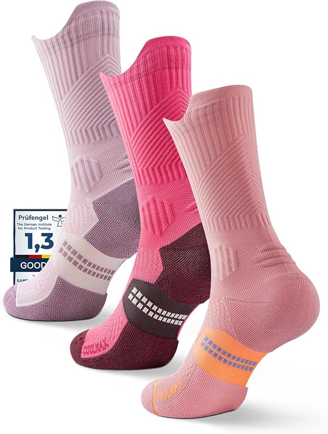 Juclise Womens Coolmax Bamboo Viscose Compression Running Crew Socks, Moisture-Wicking Anti-Blister Hiking&Gym Athletic