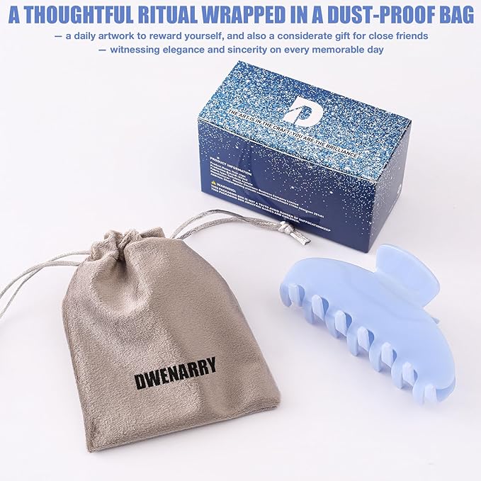 Big Hair Claw Clips for Thick Hair, Nonslip Large Blue Hair Clips Acetate, Celluloid Butterfly Jaw Clips, Strong Hold for Women