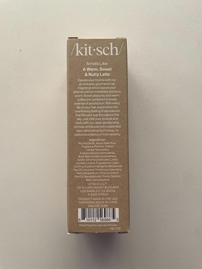 Kitsch Hair Perfume for Women - Pistachio Latte | Clean, Deodorizing & Patented Odor-Eliminating Technology Hair Spray & Body Mist - Freshen Hair, Body & Pillows - Coconut & Warm Coffee Scent - 50mL