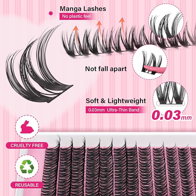 PRO LASHBEAUTY Flora Lash Clusters, Eyelash Clusters 8-18 Mixed Cluster Eyelash Extensions Mixed Lash Extension Reusable Soft & Comfortable (Flora,8-18mix)