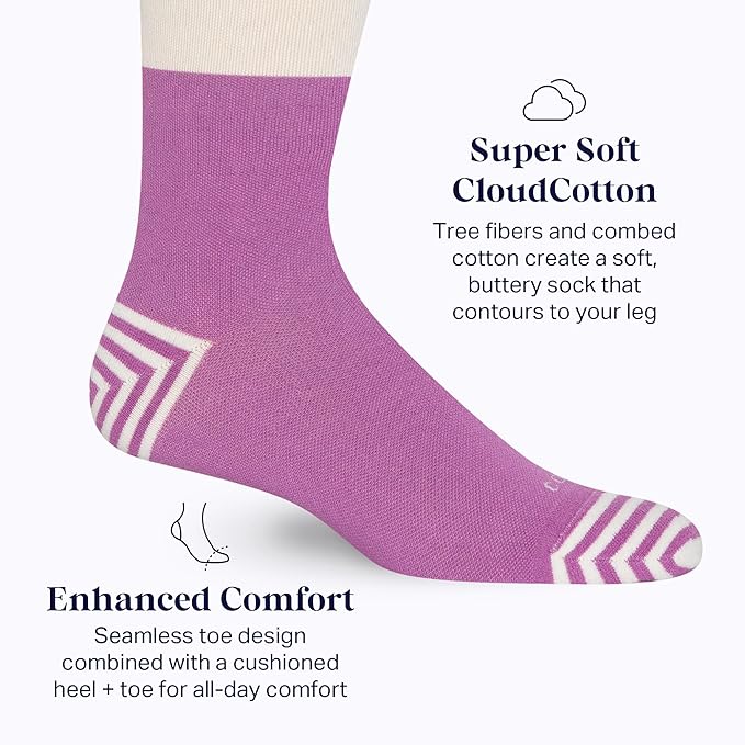 Comrad CloudCotton Knee High Socks - 15-20mmHg Graduated Compression Socks - Combed Cotton Support Socks