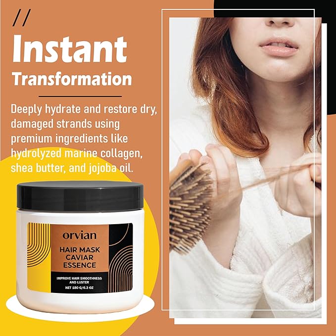 ZPX Orvian Caviar Hair Mask - Deep Repair & Replenishing Moisture Masque for Dry, Coarse, Damaged Hair
