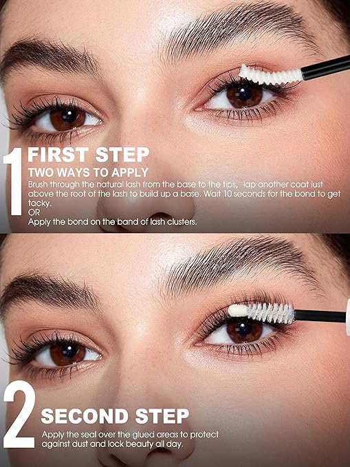Clear Lash Cluster Glue Bond and Seal Waterproof 150H Super Strong Hold Long-Lasting for Eyelash Clusters Extensions DIY Self Adhesive Individual Lash Glue Kit Clear Bonder & Sealant with Remover