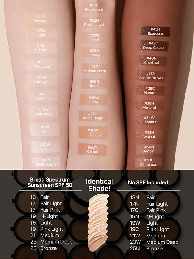 JUNG SAEM MOOL Essential Skin Nuder Cushion 19 N Light 0.49 Fl Oz (Refill Only, SPF 50 Broad Spectrum) | Natural Radiant Finish, Lightweight Hydration, Korean Cushion Foundation