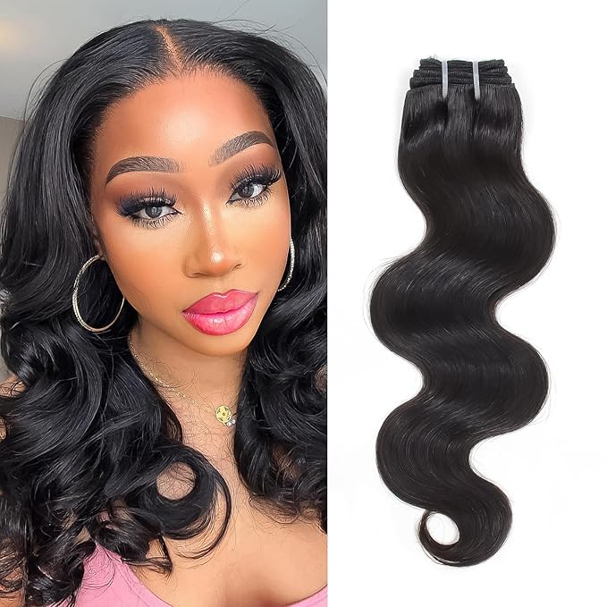 HVN-KVVM Body Wave Bundles Human Hair 12 Inch 12A Human Hair Bundles 100% Unprocessed Brazilian Virgin Hair Weave 1 Bundles Deals Human Hair Natural Black Color (12inch)