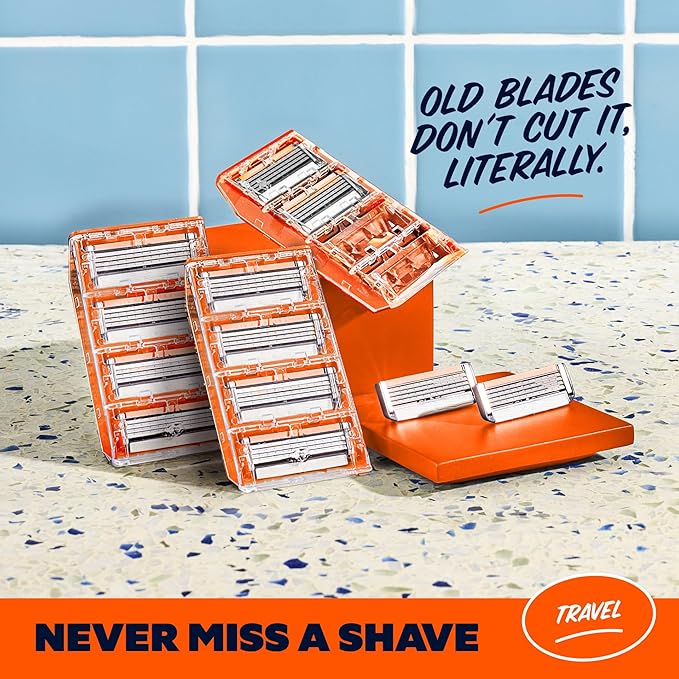 Dollar Shave Club | Travel Shave Set | 4 Swift Rinse Refill Cartridges, 1 Handle (Green), 1 Razor Cover