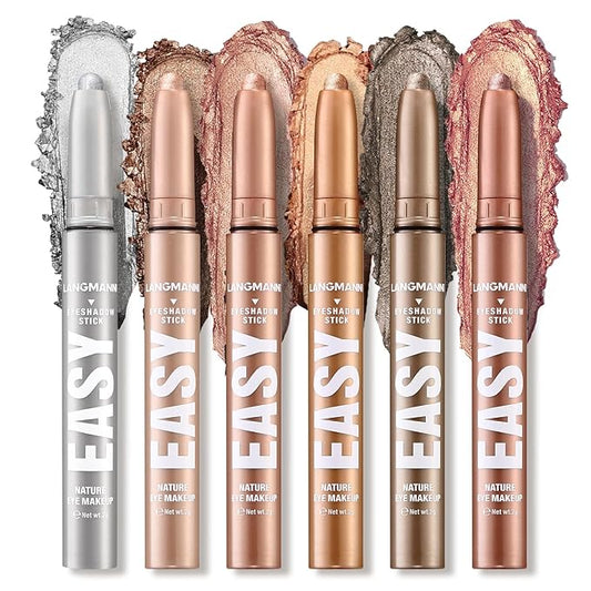 Jolilab Eyeshadow Stick Set, 6 Colors Matte Professional Bright-Colored Contouring and Highlight Eyeshadow Stick, Cream Waterproof Long Lasting High Pigmented Eye Shadow. (6, Set B)