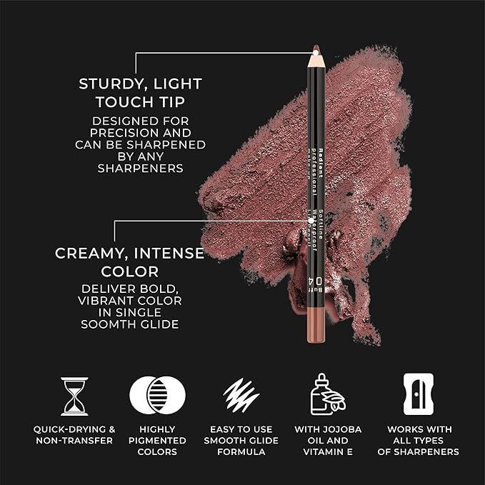 Radiant Professional Waterproof Lip Liner Pencil - Long Lasting Lip Liner for Defined Lips - Soft & Creamy Lipliner with Vitamin E - 1.20 g, (10 CHERRY)