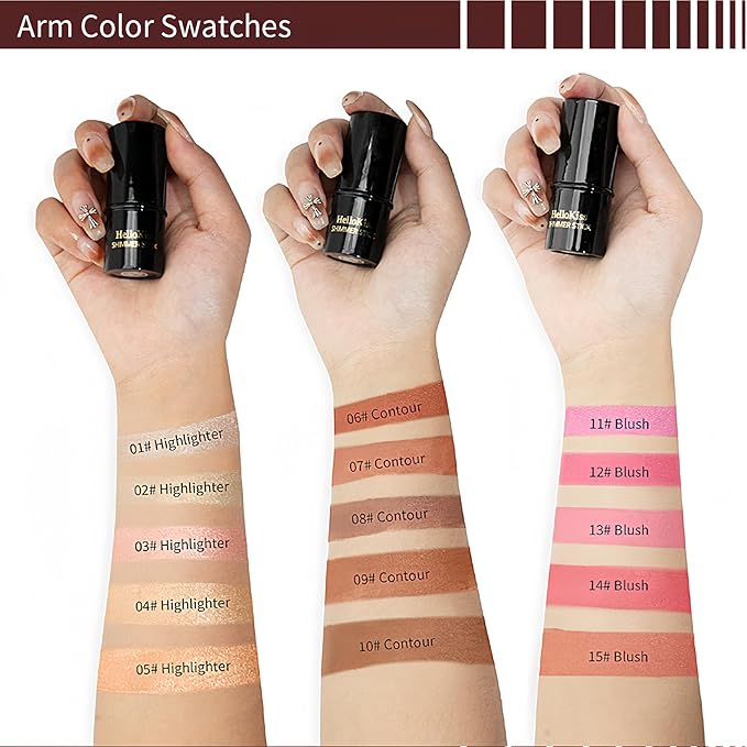MAEPEOR Cream Blush Stick 15 Colors Lightweight Blendable Contour Highlighter Blush Stick Long Lasting Waterproof Blusher Pen (Blusher 13)
