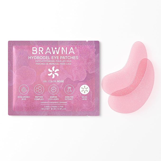 BRAWNA Under Eye Patches – Hydrogel Masks with Retinol, Collagen, Caffeine & Arbutin – For Puffy Eyes, Wrinkles, Dark Circles & Eye Bags – Gift Set – 12 Pairs