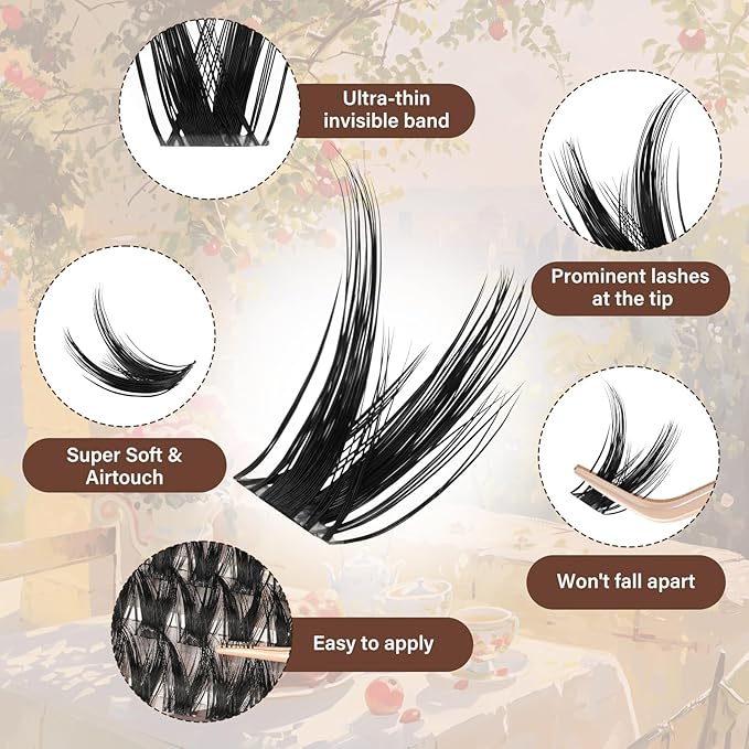 JMS&JMS 144Pcs Lash Clusters Lash Extension C Curl Manga Wispy Eyelash Clusters Natural Volume Eyelash Extensions Individual Lashes DIY for Beginner (8-18MIX)