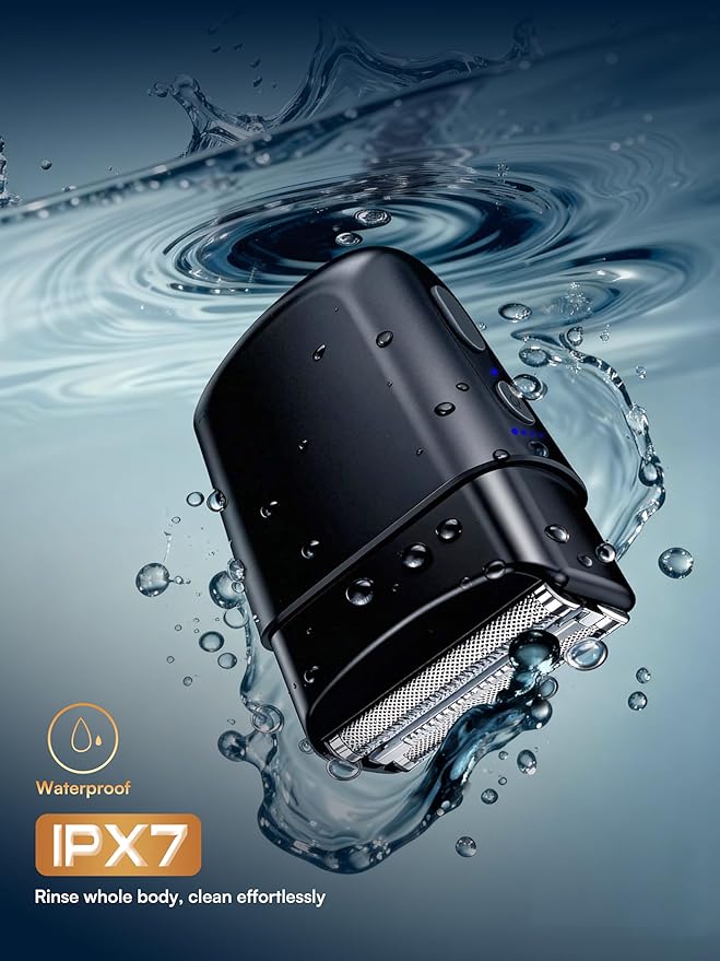 Electric Foil Shavers for Men: Mini Electric Razor with 3 Floating Blades, IPX7 Waterproof & USB-C Fast Charge Cordless Foil Shaver for Men with Travel Lock, Grooming Gift for Home & Travel